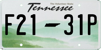 TN license plate F2131P