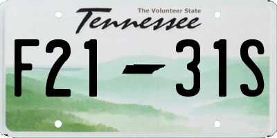 TN license plate F2131S