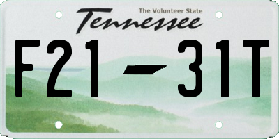 TN license plate F2131T