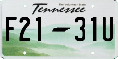 TN license plate F2131U