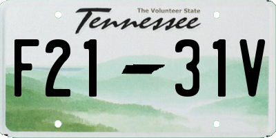 TN license plate F2131V