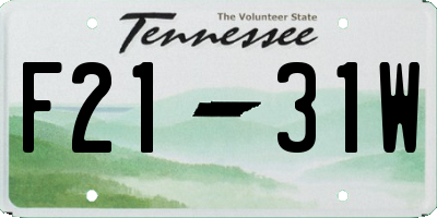TN license plate F2131W