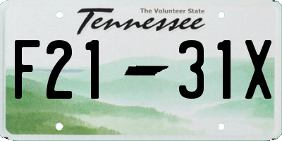 TN license plate F2131X