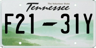 TN license plate F2131Y