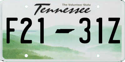 TN license plate F2131Z