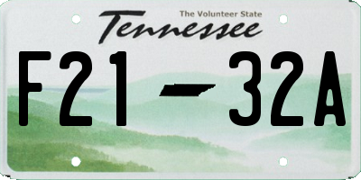 TN license plate F2132A