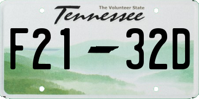 TN license plate F2132D