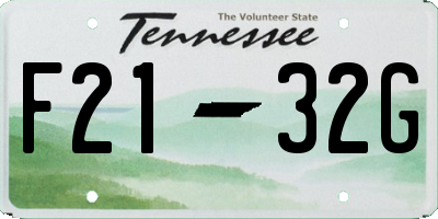 TN license plate F2132G