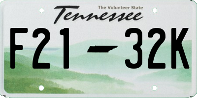 TN license plate F2132K