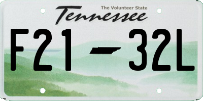 TN license plate F2132L