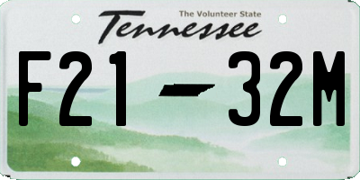 TN license plate F2132M