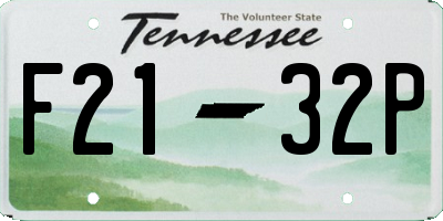 TN license plate F2132P