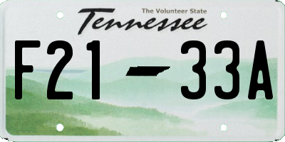 TN license plate F2133A