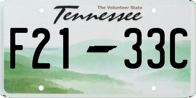 TN license plate F2133C