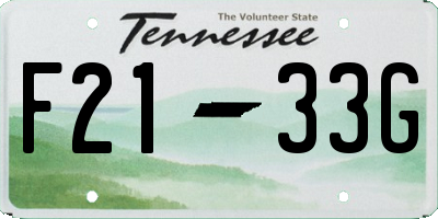 TN license plate F2133G