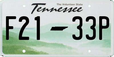 TN license plate F2133P