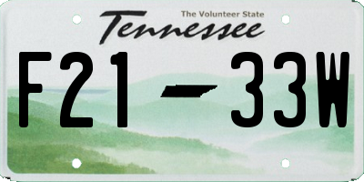 TN license plate F2133W