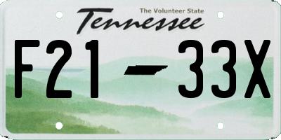 TN license plate F2133X