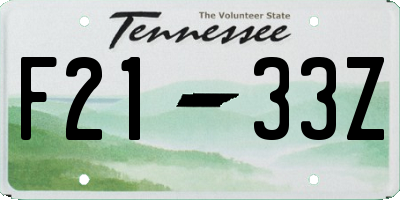 TN license plate F2133Z