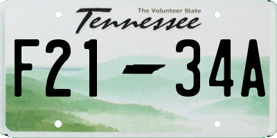 TN license plate F2134A
