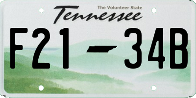 TN license plate F2134B