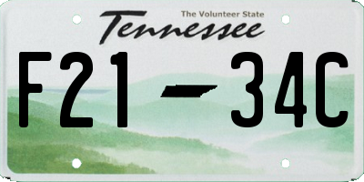 TN license plate F2134C