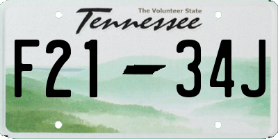 TN license plate F2134J