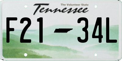 TN license plate F2134L