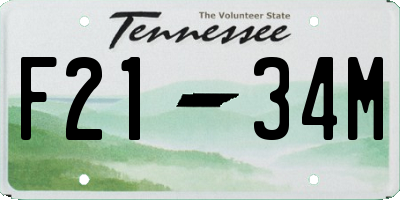 TN license plate F2134M