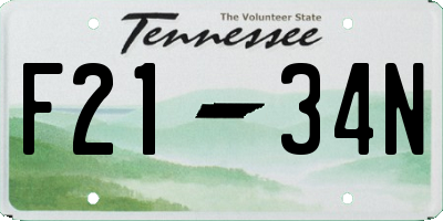 TN license plate F2134N