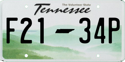 TN license plate F2134P