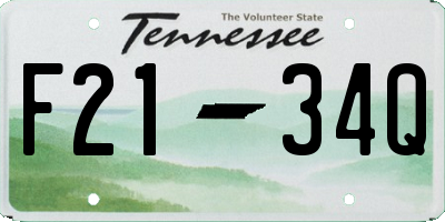 TN license plate F2134Q