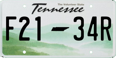 TN license plate F2134R