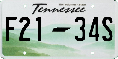 TN license plate F2134S