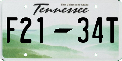 TN license plate F2134T
