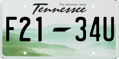 TN license plate F2134U