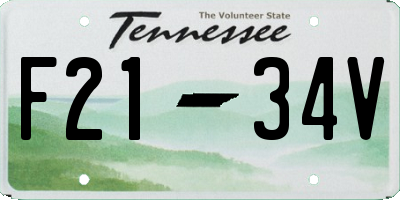 TN license plate F2134V