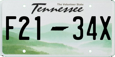 TN license plate F2134X
