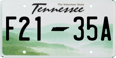 TN license plate F2135A