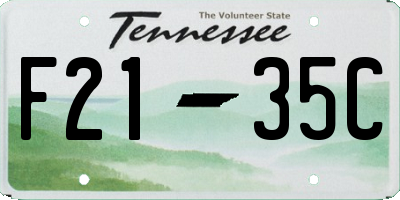 TN license plate F2135C