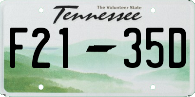 TN license plate F2135D