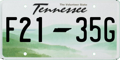 TN license plate F2135G