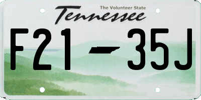 TN license plate F2135J