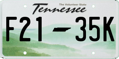 TN license plate F2135K