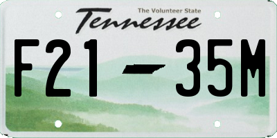 TN license plate F2135M
