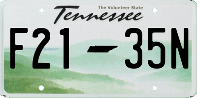 TN license plate F2135N