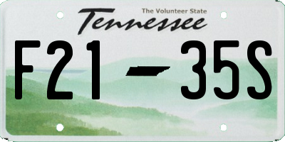TN license plate F2135S