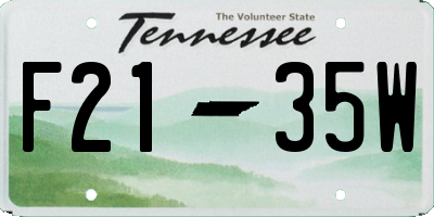 TN license plate F2135W