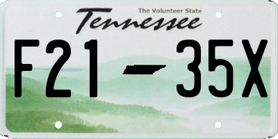 TN license plate F2135X