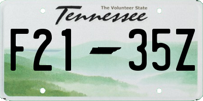 TN license plate F2135Z